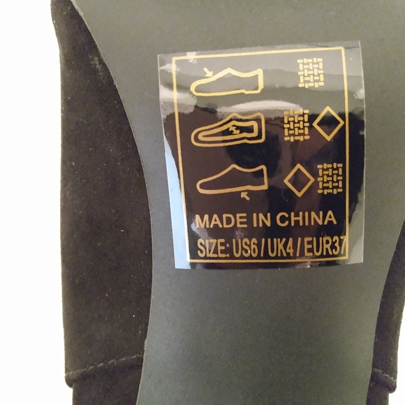 Qupid Black White Faux Suede Point Toe Ankle Pull Up 4" Heel Boots sz 6 - Picture 8 of 11